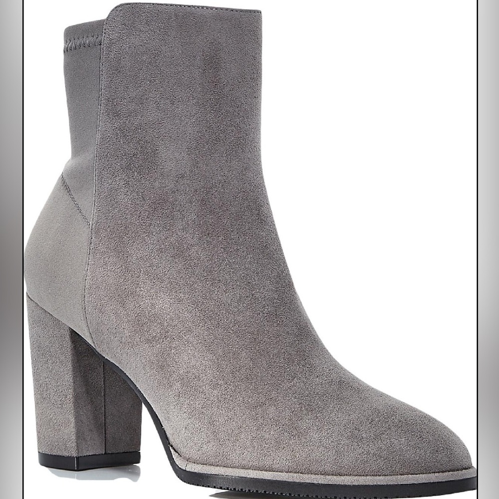 Stuart Weitzman Harper Bootie 80 Suede Ankle Boots—US 9.5, Color: Flannel (Gray)